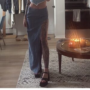 Retrofete Blue High Low Skirt